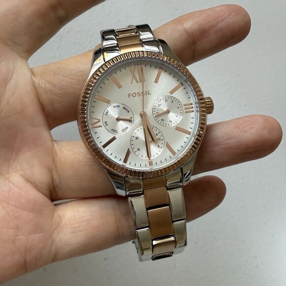 Fossil Rye Women’s Gold Silver Two Tone Multifunctional Watch - Picture 2 of 9